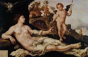 Maarten van Heemskerck Venus and Cupid oil
